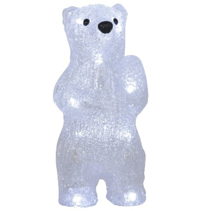 Crystal Bear 20cm avec illumination 12x LED blanche, piles incluses