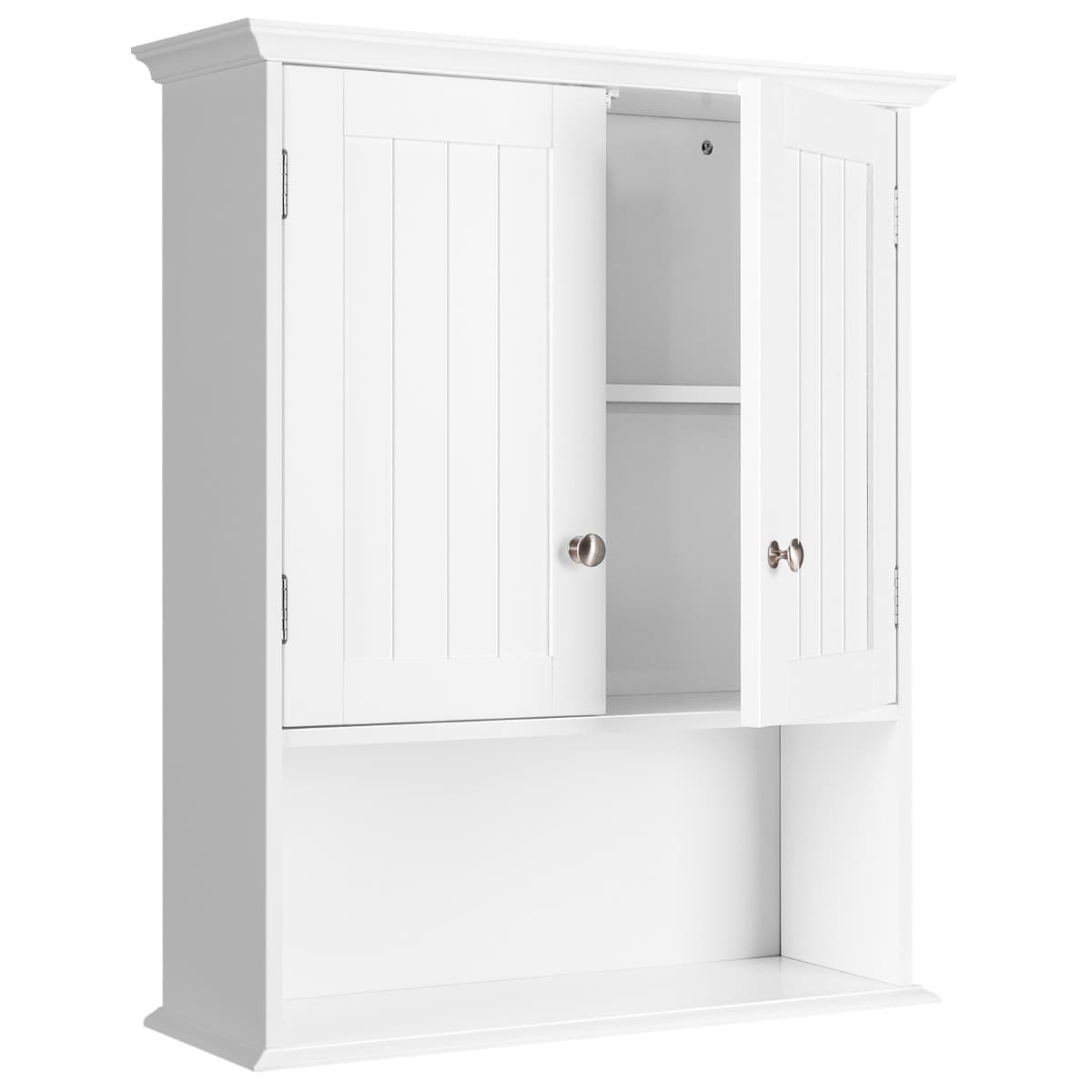 Meuble de Salle de Bain Armoire Murale avec 2 Portes Étagères Réglables Armoire à Pharmacie de Range