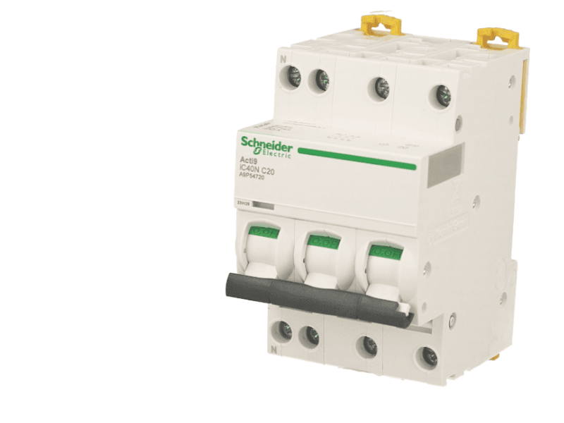 Disjoncteur modulaire tétrapolaire compact Schneider Acti9 iC40N 6A courbe C