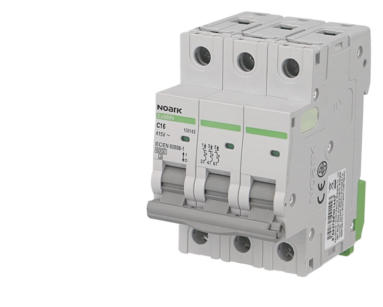 Disjoncteur tripolaire modulaire 10A courbe C Noark Ex9BN
